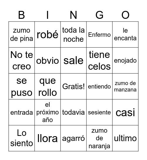 DED Chapter 8 Vocabulary Bingo Card
