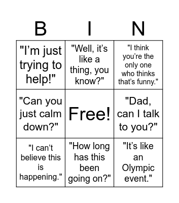 Modern family Bingo Card