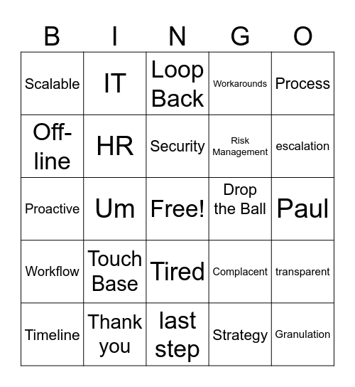 Boring Meeting Bingo Card