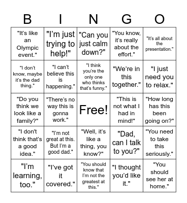 Modern family Bingo Card