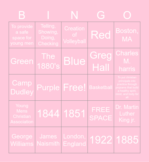 Y History Bingo Card