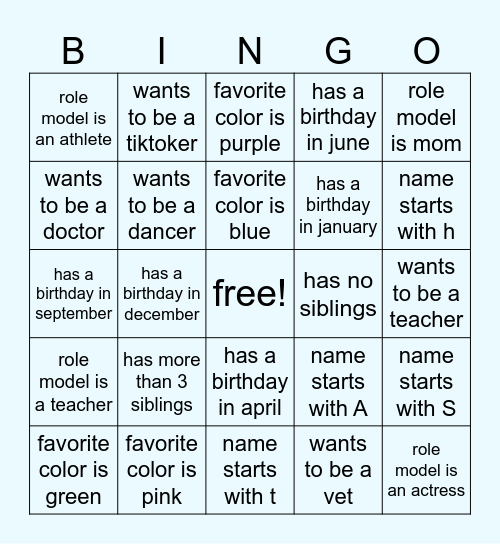 Icebreakers! Bingo Card