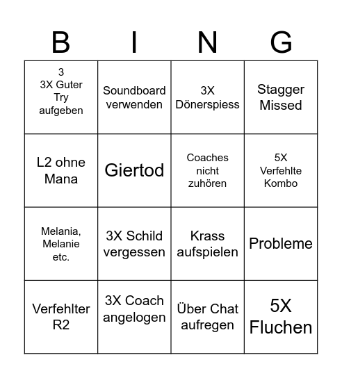 Schradin Bingo Card