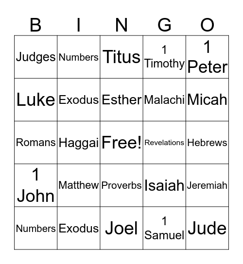 BIBLE BINGO Card