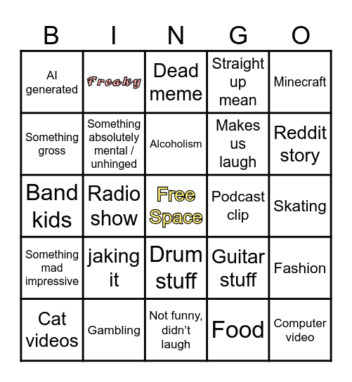 Reels Bingo Card