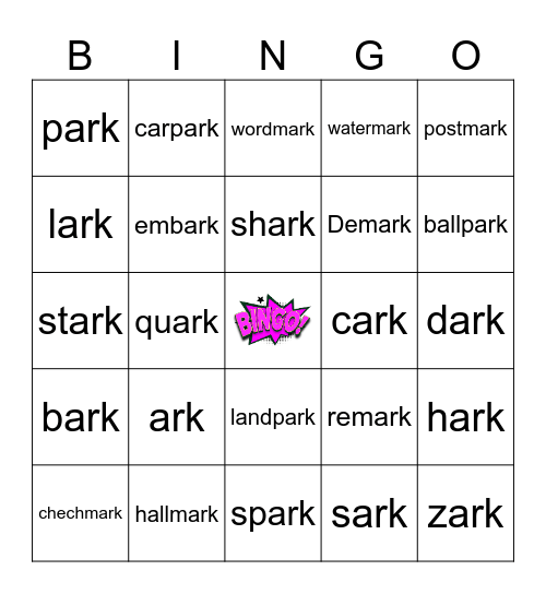 ark Word Bongo Bingo Card