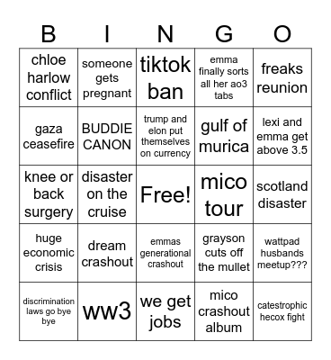 2025 Bingo Card