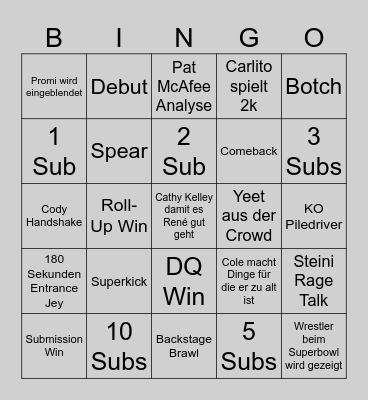 RAW Watchparty Bingo Card