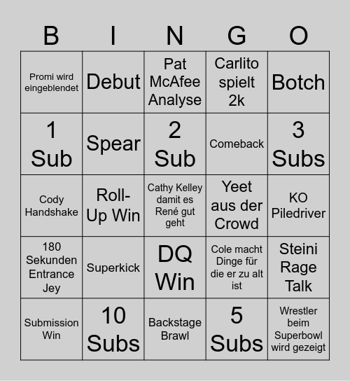 RAW Watchparty Bingo Card