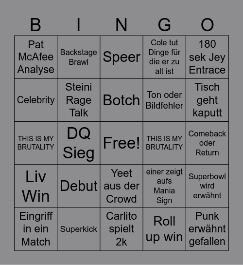 Raw Bingo Card