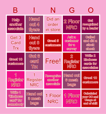 Valentine's Day Cardmember Event Bingo Card