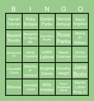 Black History Bingo Card