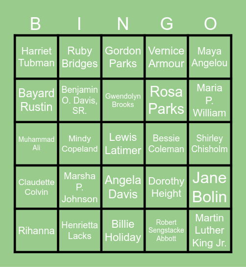 Black History Bingo Card