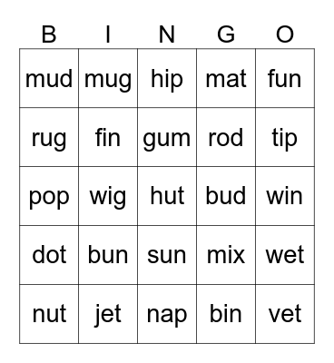OPW2 Bingo Card