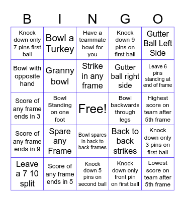 Bowling Bingo Card