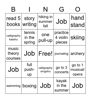 Lynn's 2025 Bingo Card