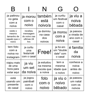 BINGO DO CASAL Bingo Card