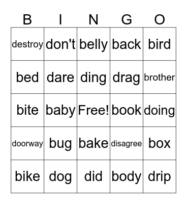 B & D BINGO  Bingo Card