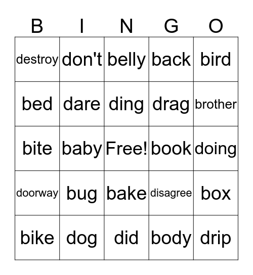 B & D BINGO  Bingo Card