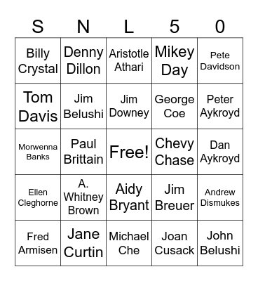 SNL Cast Members of all time Bingo Card