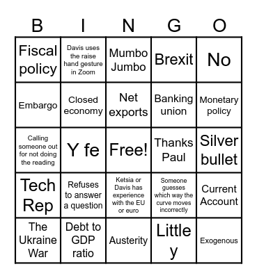 GEM2 Snow Day Bingo Card