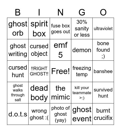 phasmo-hoe-bia bingo Card