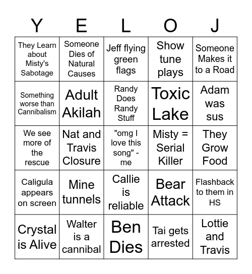 Yellowjackets S03 Bingo Card