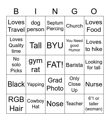 Hinge Bingo Card