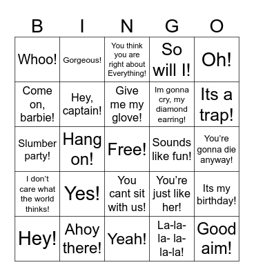 Interjection! Bingo Card