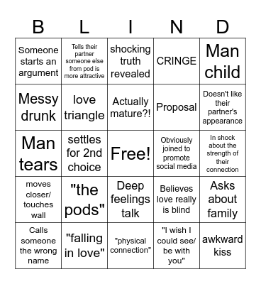 Love is Blind Bingo Card