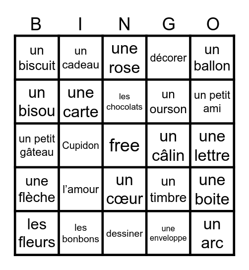 Bingo du St-Valentin Bingo Card