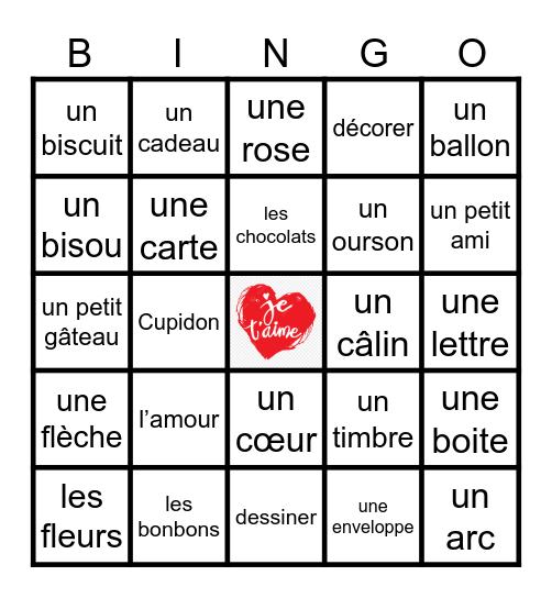 Bingo du St-Valentin Bingo Card
