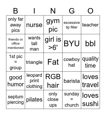 Hinge Bingo Card