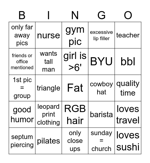 Hinge Bingo Card