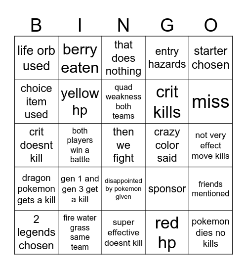 rich mega colors Bingo Card