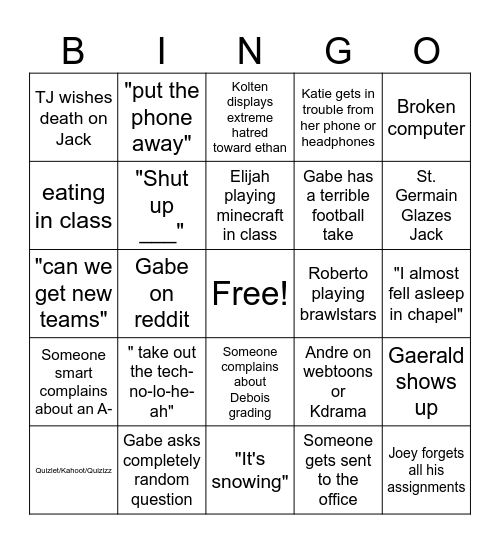 BCA Bingo Card