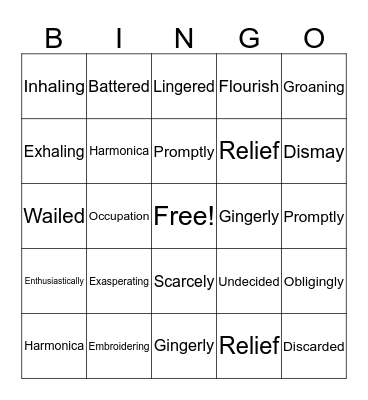 Spelling Vocabulary Bingo Card