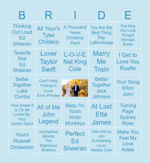 Bride Bingo Card