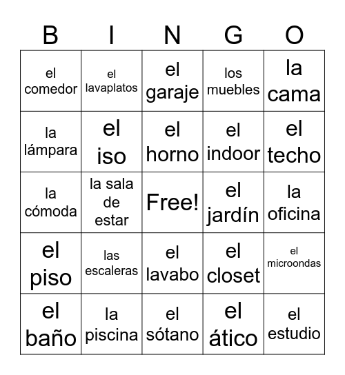 La Casa Bingo Card