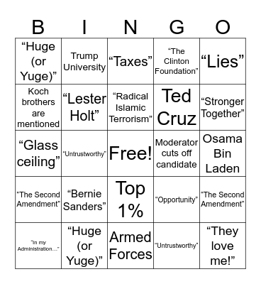 LD3 Debate Bingo Card