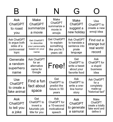 GPT Bingo Card