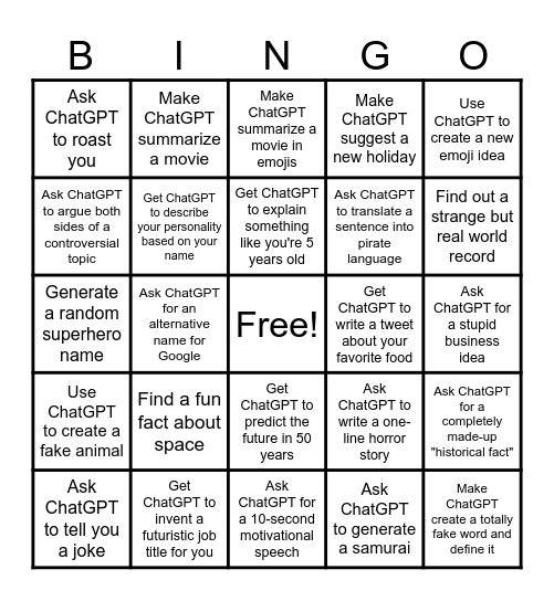 GPT Bingo Card