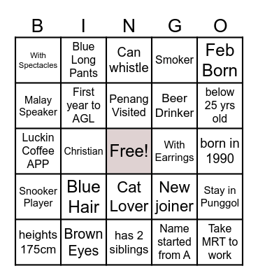 AGL2025 Pre-arrival Bingo Card