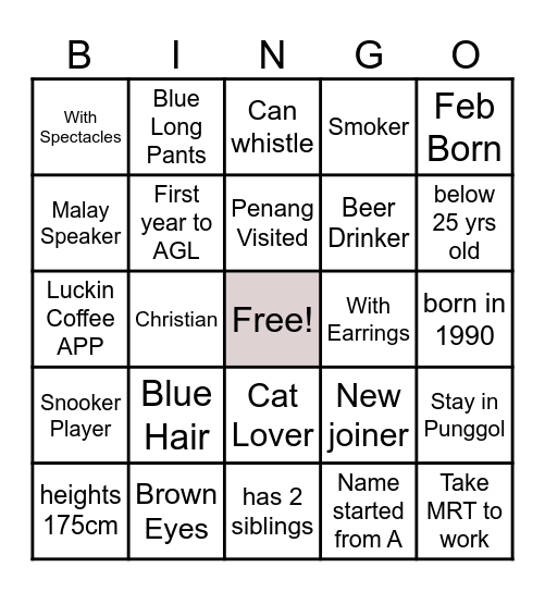 AGL2025 Pre-arrival Bingo Card