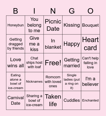 Valentine Night Bingo Card