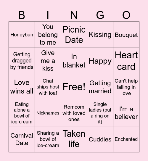 Valentine Night Bingo Card