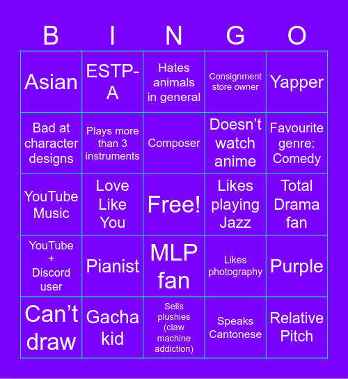 Vague’s epic bingo Card