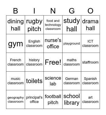 School places Bingo Card