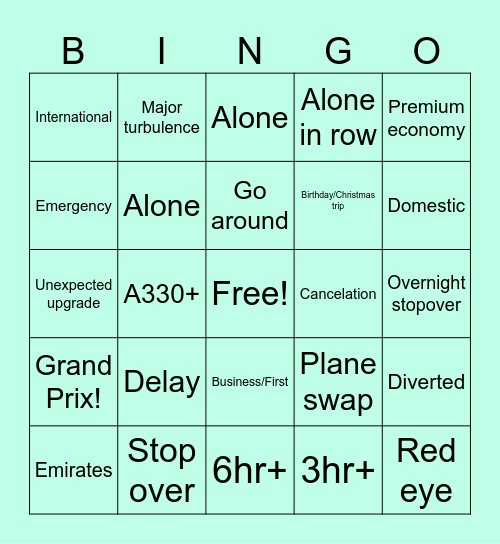 Travel bingo 2025 Bingo Card