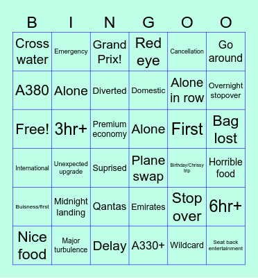 Travel Bingo Card